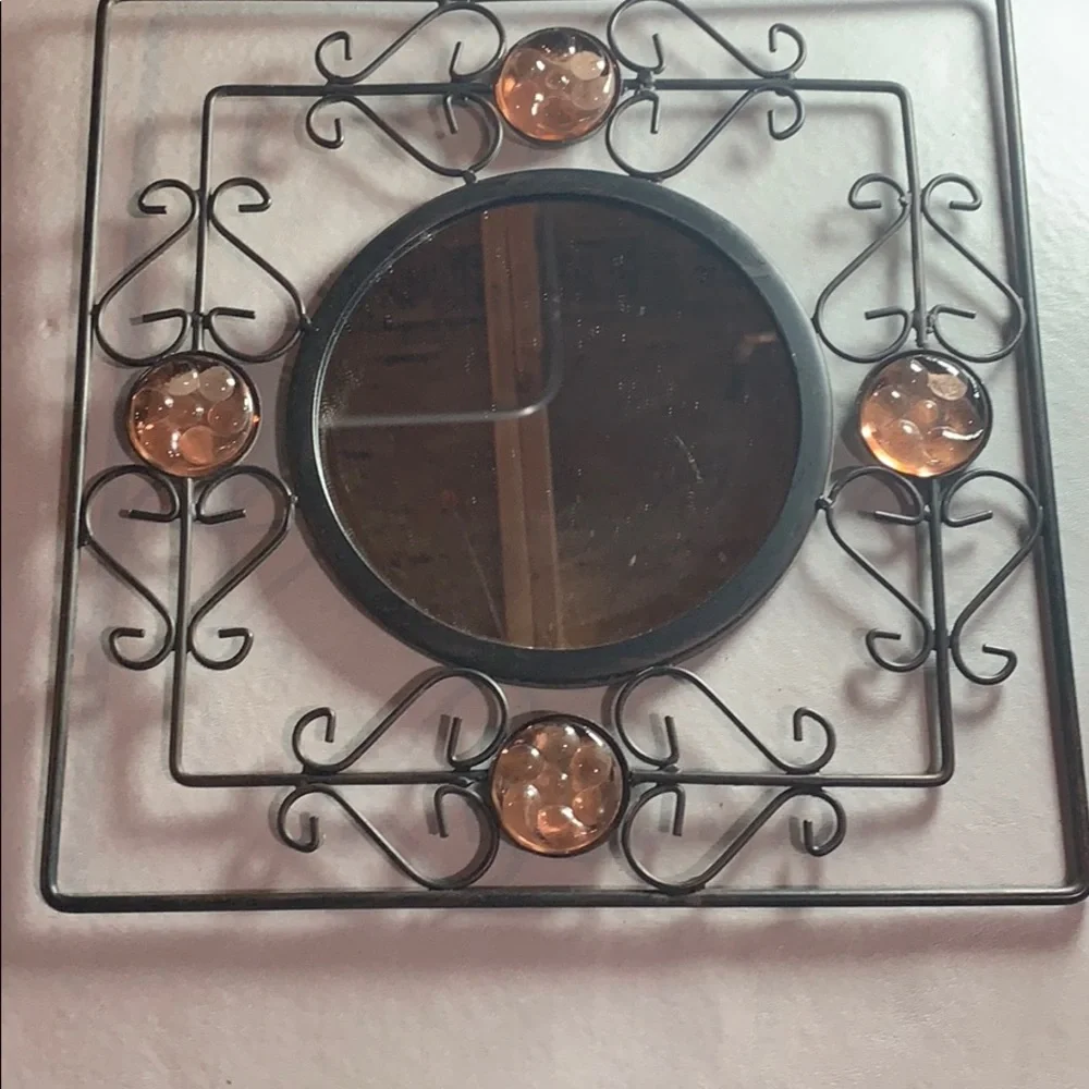 Wall Mirror Wrought Iron & Glass Decor
